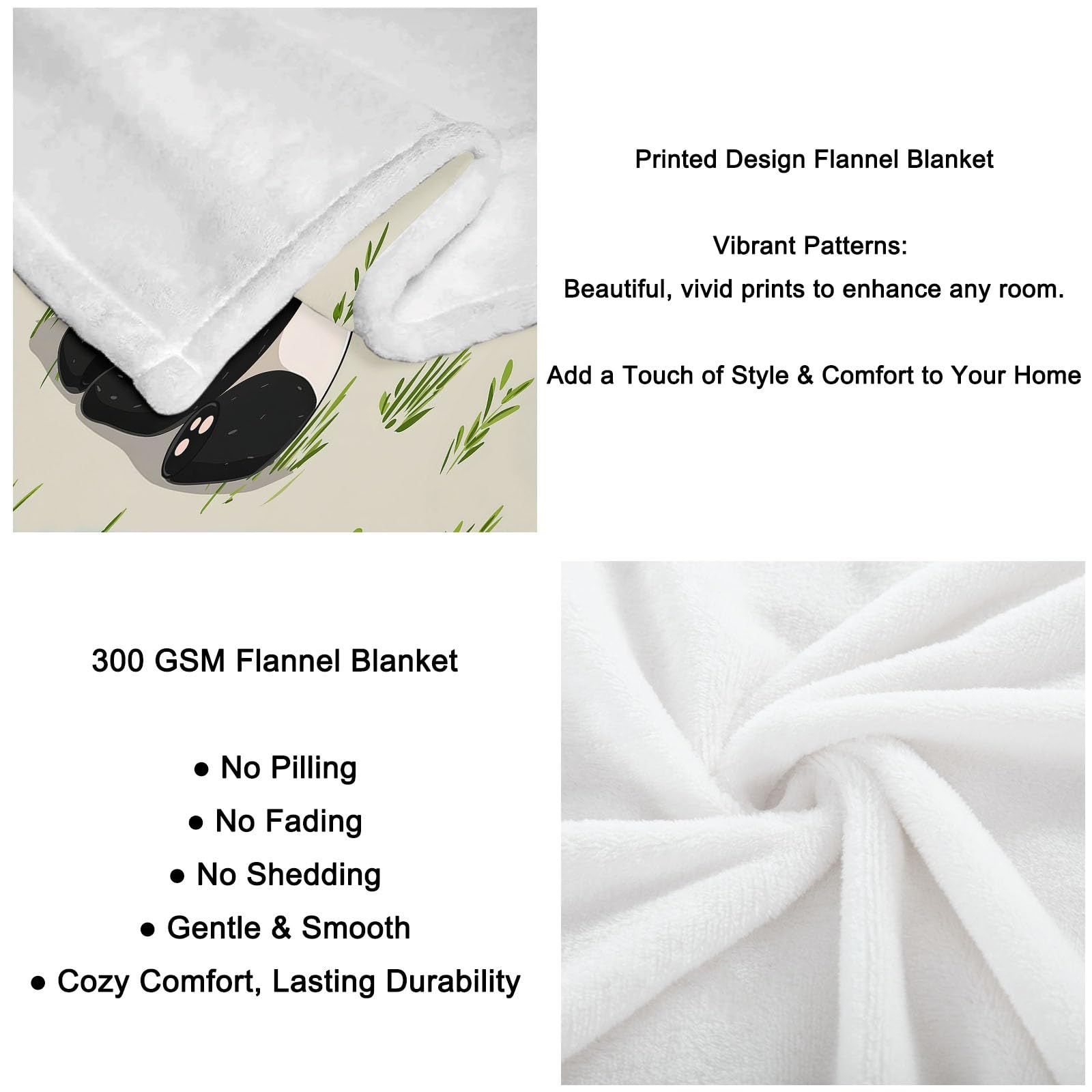 Plaid Couverture Panda Animal De Dessin Animé 180x220 cm Plaid Polaire Flanelle Imprimée 3D Douce Chaude pour Canapé et Lit, Couverture Polaire Décorative Salon et Chambre