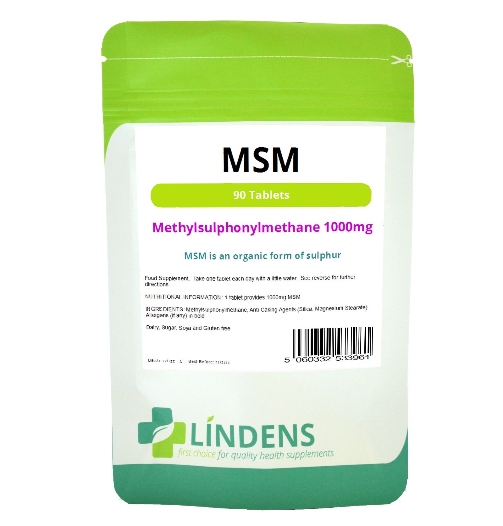 MSM (Méthyl-sulfonyl-méthane) 1000mg, 90 Comprimés, mixte sur la santé& mobilité