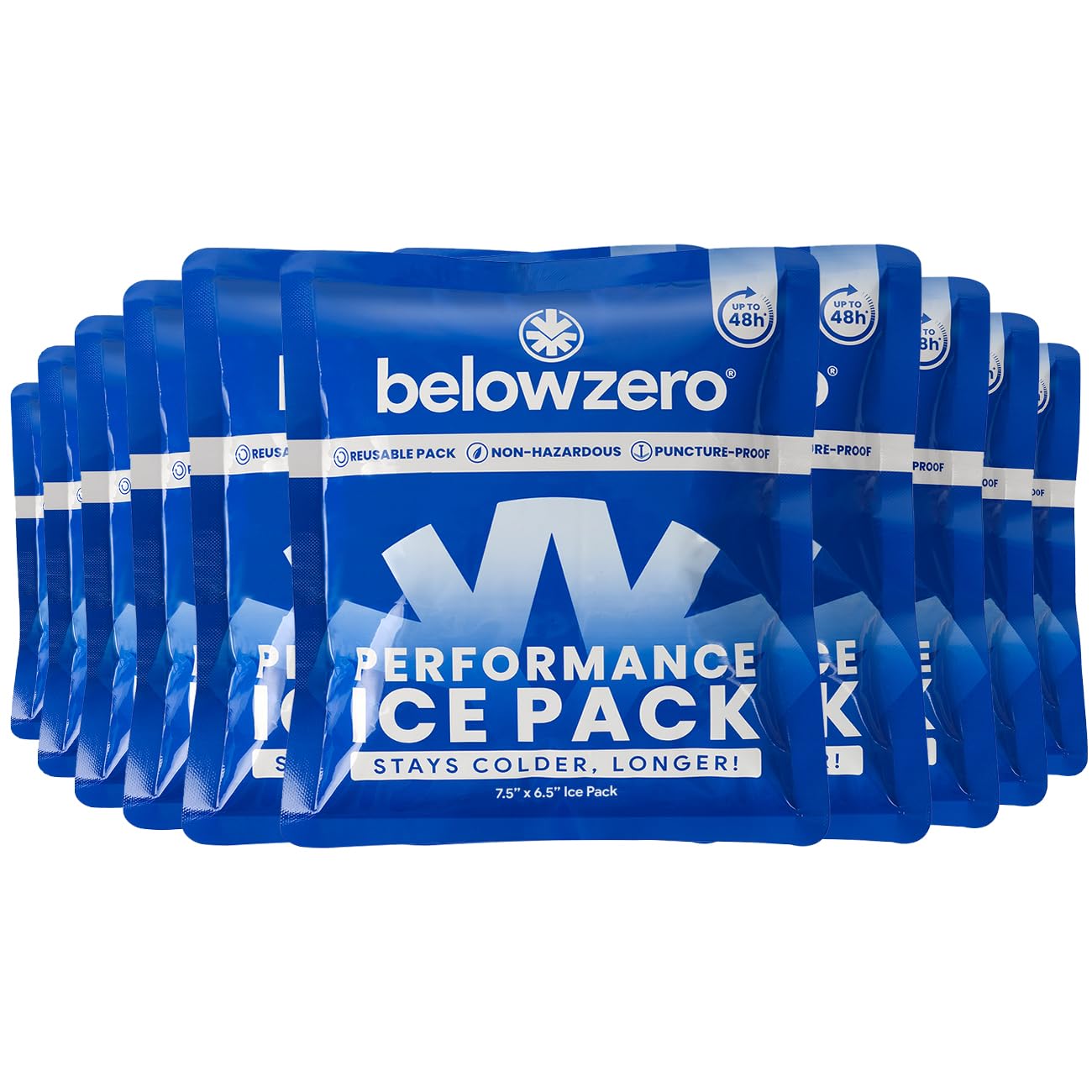 Below Zero Prefilled Reusable Ice Packs for Coolers | Long Lasting Freezer Ice Blocks for Camping, Lunch Bags & More | 48 Hour Cooler Ice Pack Technology