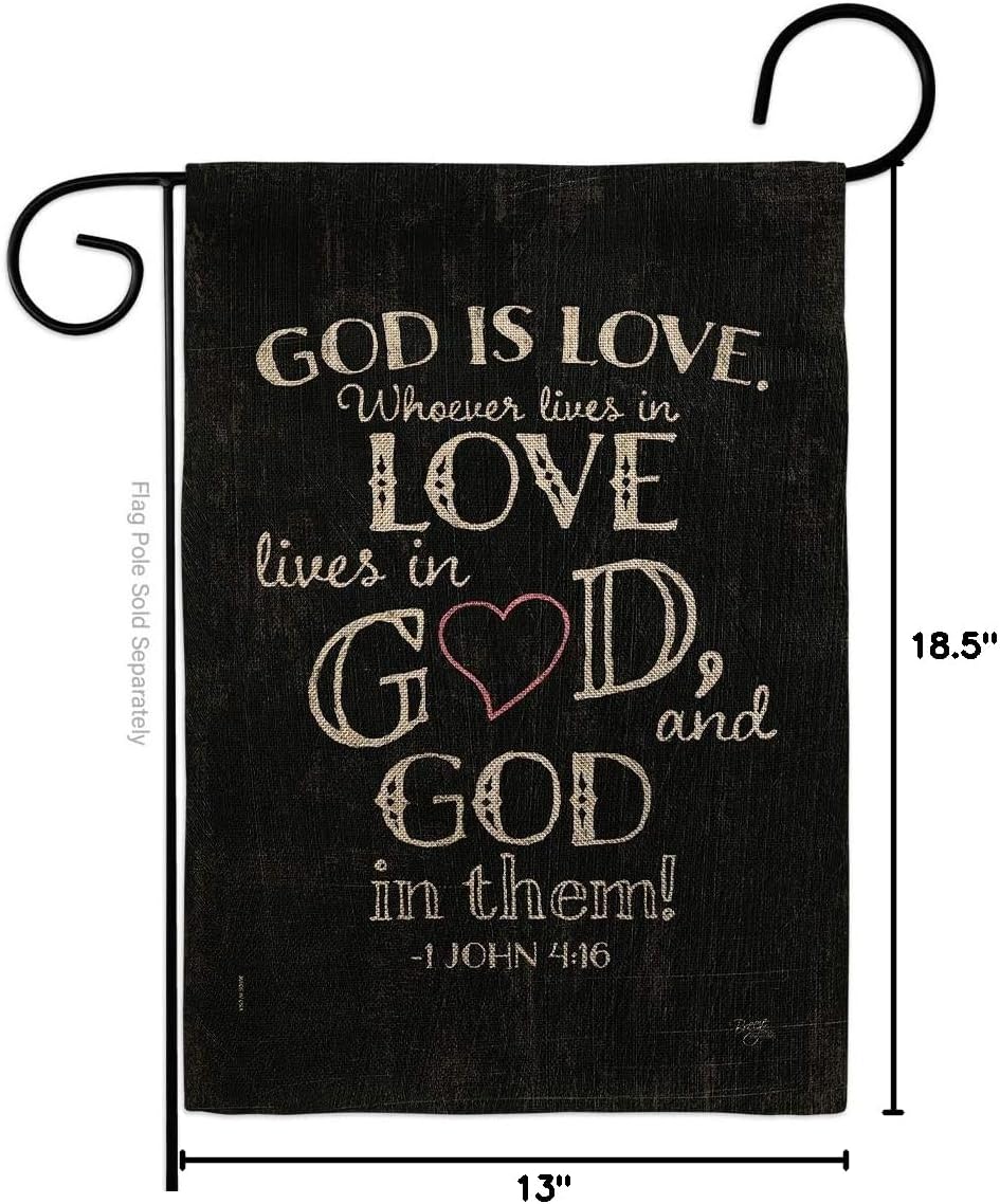 God is Love Burlap Burlap Garden Flag Religious Bible Verses Bless Faith Thank Hope Pray Christian Religion Small Decorative Gift Yard House Banner Double-Sided Made In USA 13 X 18.5