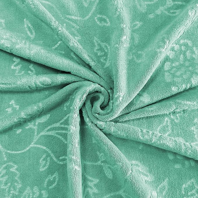 Image of JML Large Bath Towels Set, 2 Pack, 30 inch x 60 inch, Microfiber Body Towels for Adult, Oversized, Soft, Absorbent, Fast Drying for Shower Sauna Yoga Swimming Sport Fitness Gym Pool (Green-Floral Embossed)
