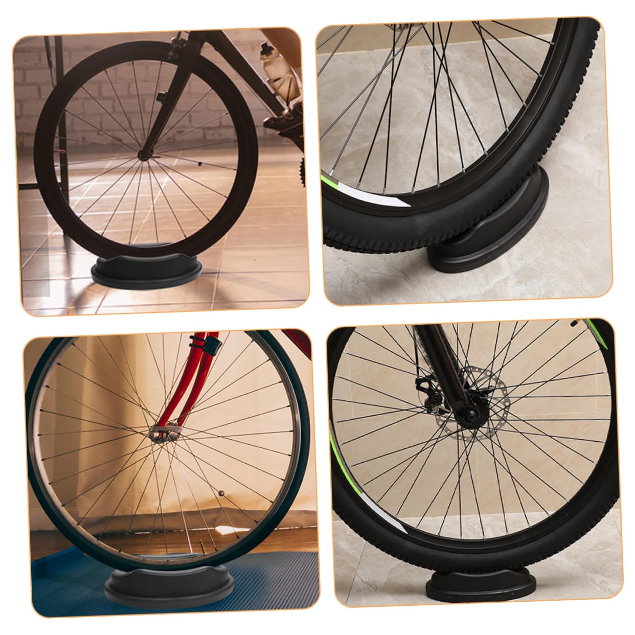 Gogogmee 4Pcs Bike Front Wheel Riser Mat for Indoor Cycling Training Bike Trainer Stand for Mountain and Road Bikes Lightweight and Portable Exercise Accessory
