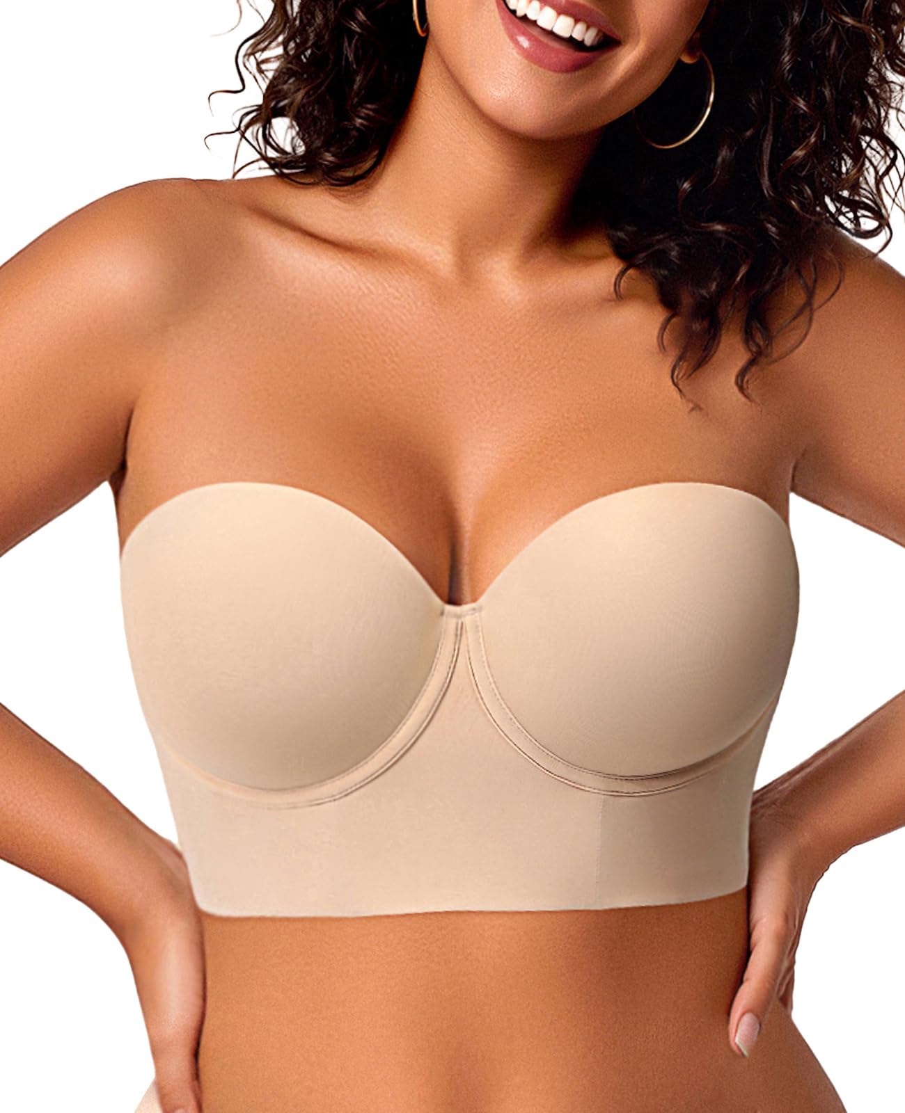 Upushall Longline trägerlose BHs für Damen, große Brust, Übergröße, Korsett, Lift-Up-BH, volle Abdeckung