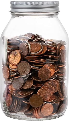 Tarro grande con punta de banco de monedas con tapa plateada ranurada con capacidad para más de $350 en monedas, utilizado para hucha y sorteo de