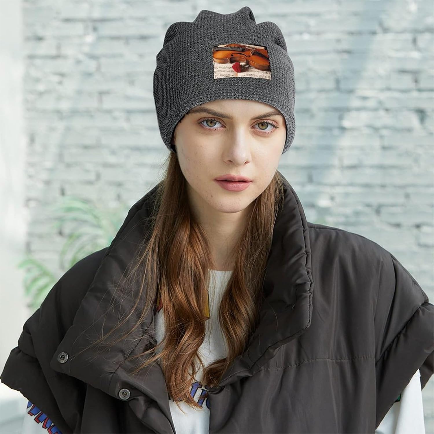 Stylish Violin Sheet Music Printed Winter Pullover Hats for Men and Women Combine Warmth and Style