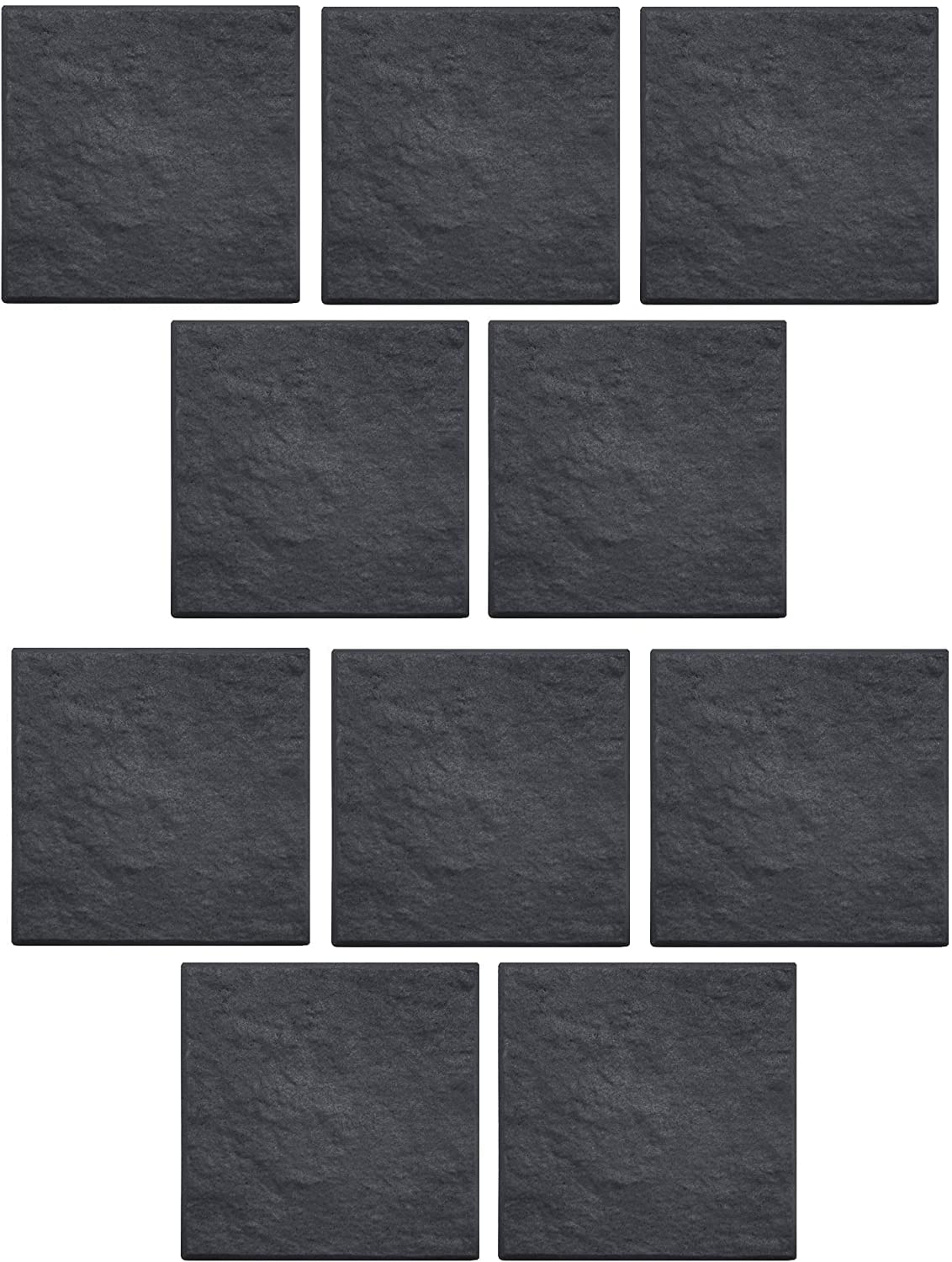 KAM LABELZ Black Marble Effect Square Stomping Stone- Set of 10 Slates, Set of 4 Slates and Only 1 Slate| Home Garden Walkway Stomp Stepping Stone Tiles Slate Paving - Hard Wearing
