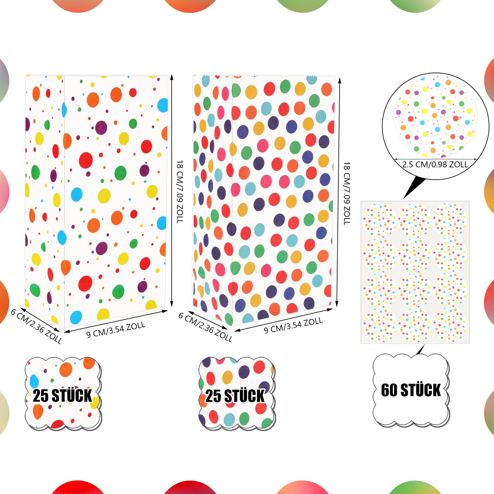 Sacchetti Regalo Di Carta Soni - 12 Pezzi Con Adesivi, Per Compleanni, Natale E Feste - Foto 4