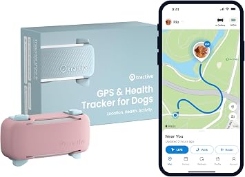 Tractive GPS Dog Tracker 2025 Release تعقب موقع الحيوانات الأليفة في الوقت الحقيقي | تنبيهات الصحة والعافية | السياج الافتراضي للكلاب | النعناع مراقبة النعناع مع الغطاء الوردي