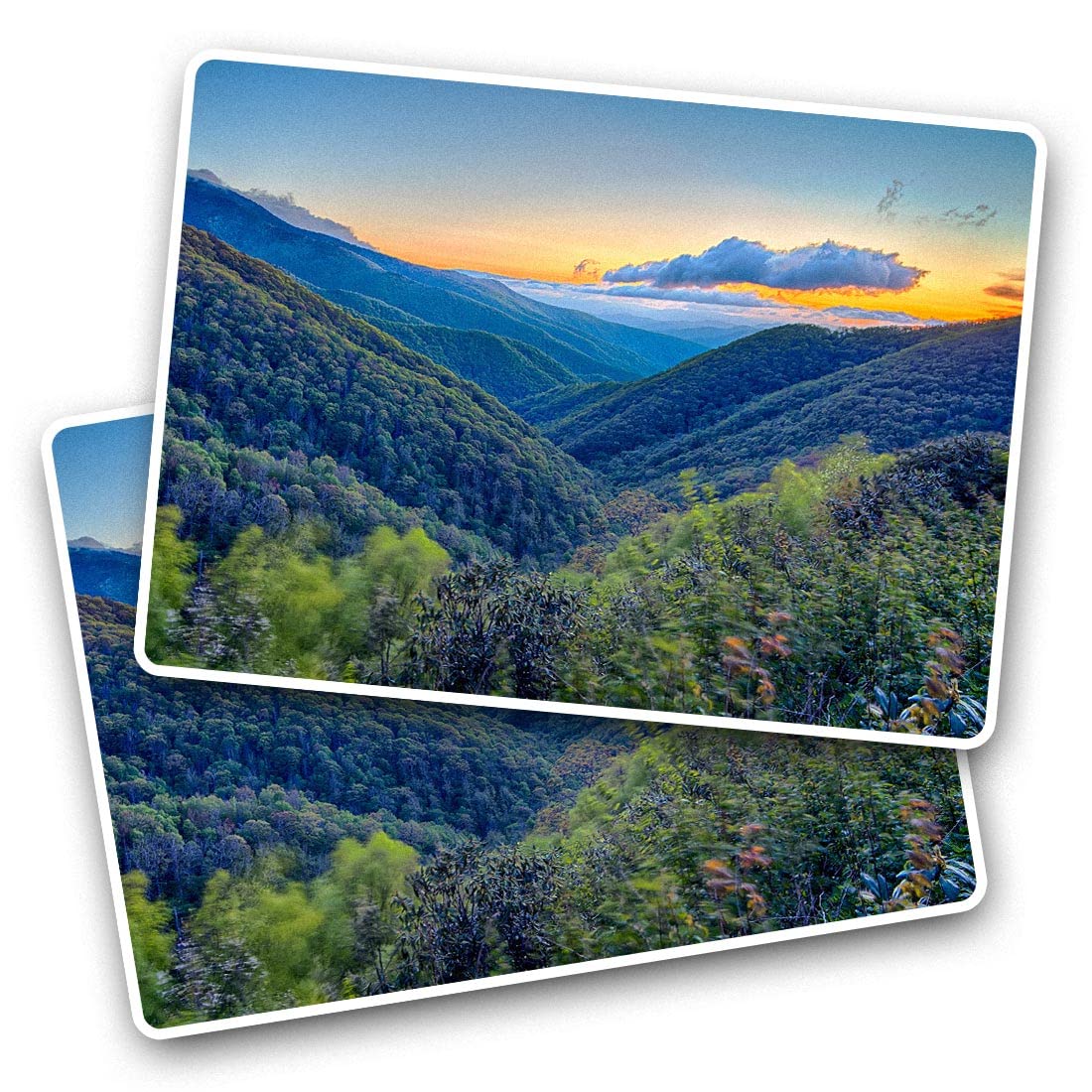 2 x Vinyl Stickers - Rectangle Shape 7.5x5cm Appalachian Mountains Sunset America USA Art Print Decal Laptop Tablet Luggage Car Wall Fridge Door Sticker #50108