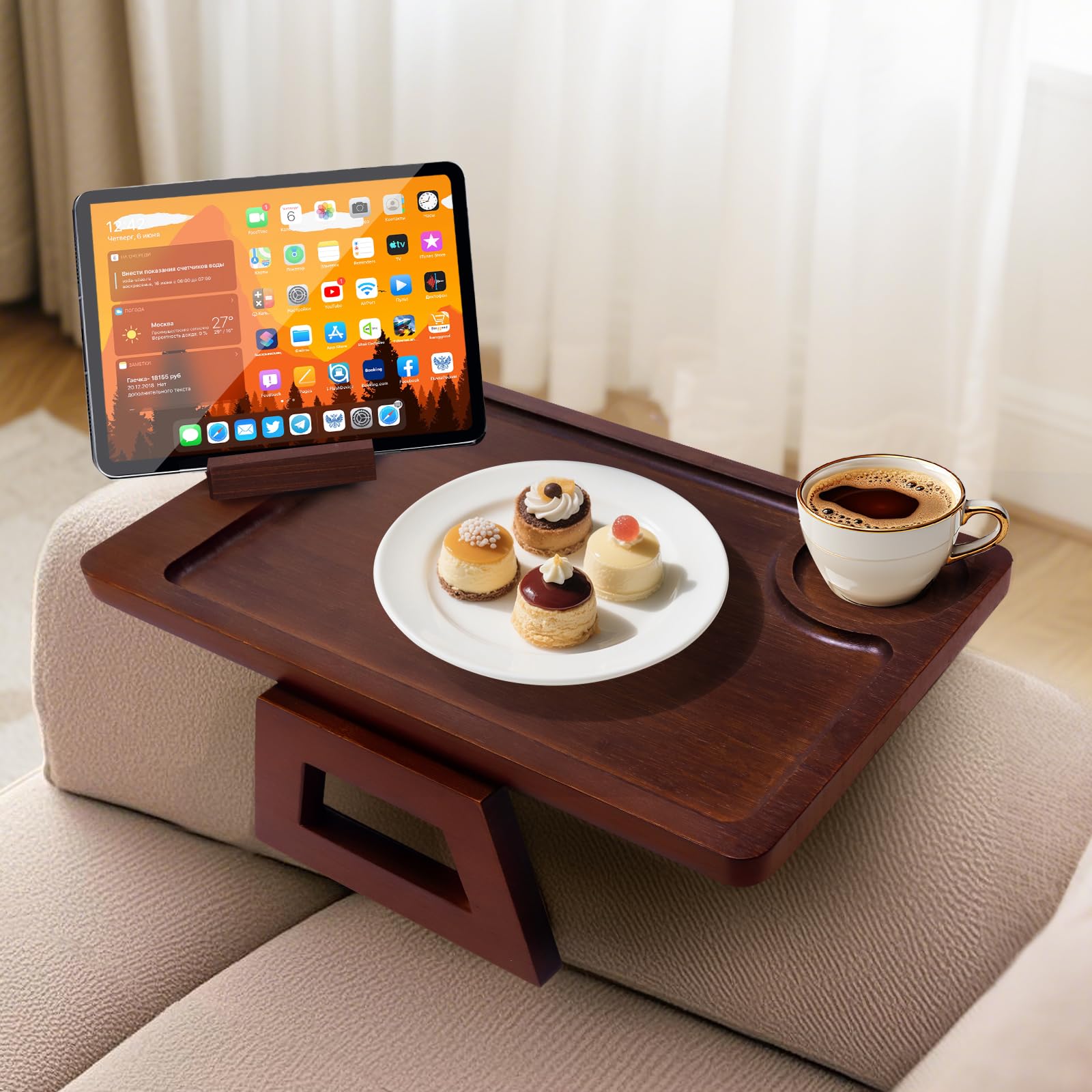 Couch Trays & Sofa Armrest Table - Multi-Functional Arm Trayes for Couch, Perfect Sofa Arm Tray Table for Snacks & Drinks