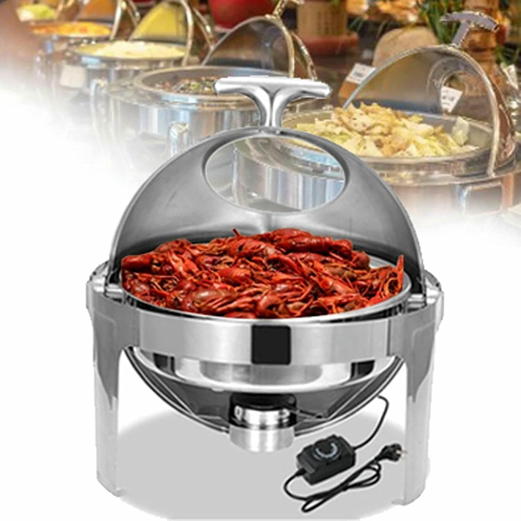 Buffet chauffant électrique et chafing dish rond 6L pour traiteur et hôtel