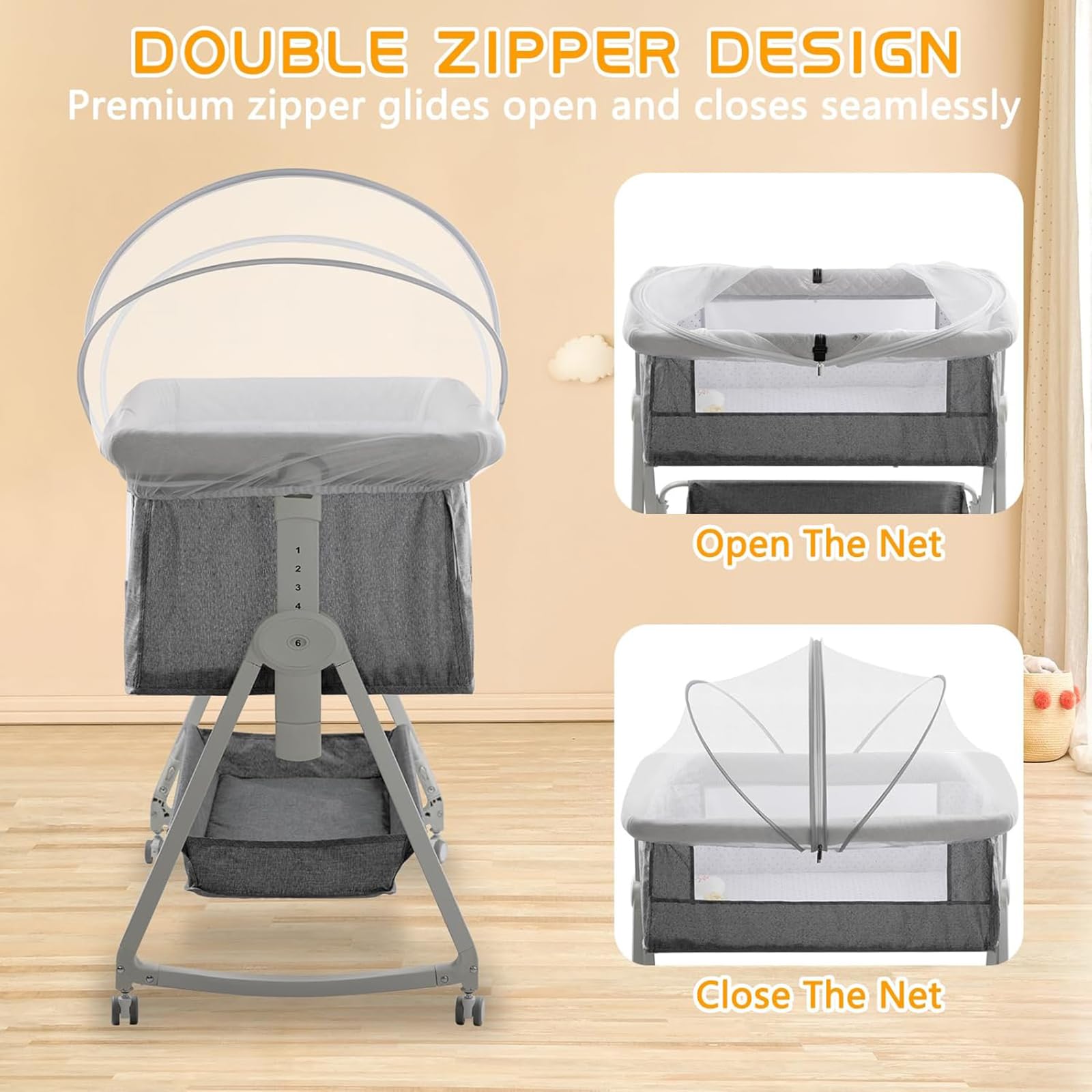 PZCC Moustiquaire Poussette, Moustiquaire Berceau Bebe, Moustiquaire Pliable pour BéBé, Respirant Protection Anti-Insectes, avec Fermeture Éclair, pour Berceau, Cododo, Voyage (Blanc, 55X100 cm)