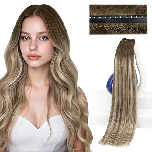 Miniatura 265 de Sunny Hair Extensiones de cabello humano de color marrón para coser, extensiones de cabello humano real, color marrón oscuro, ombré, marrón claro