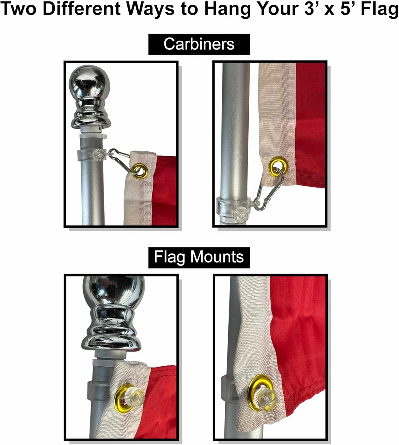 Sports Flags Pennants Company Aluminum 6 Foot Spinning Silver Flagpole for Grommet or House Flag