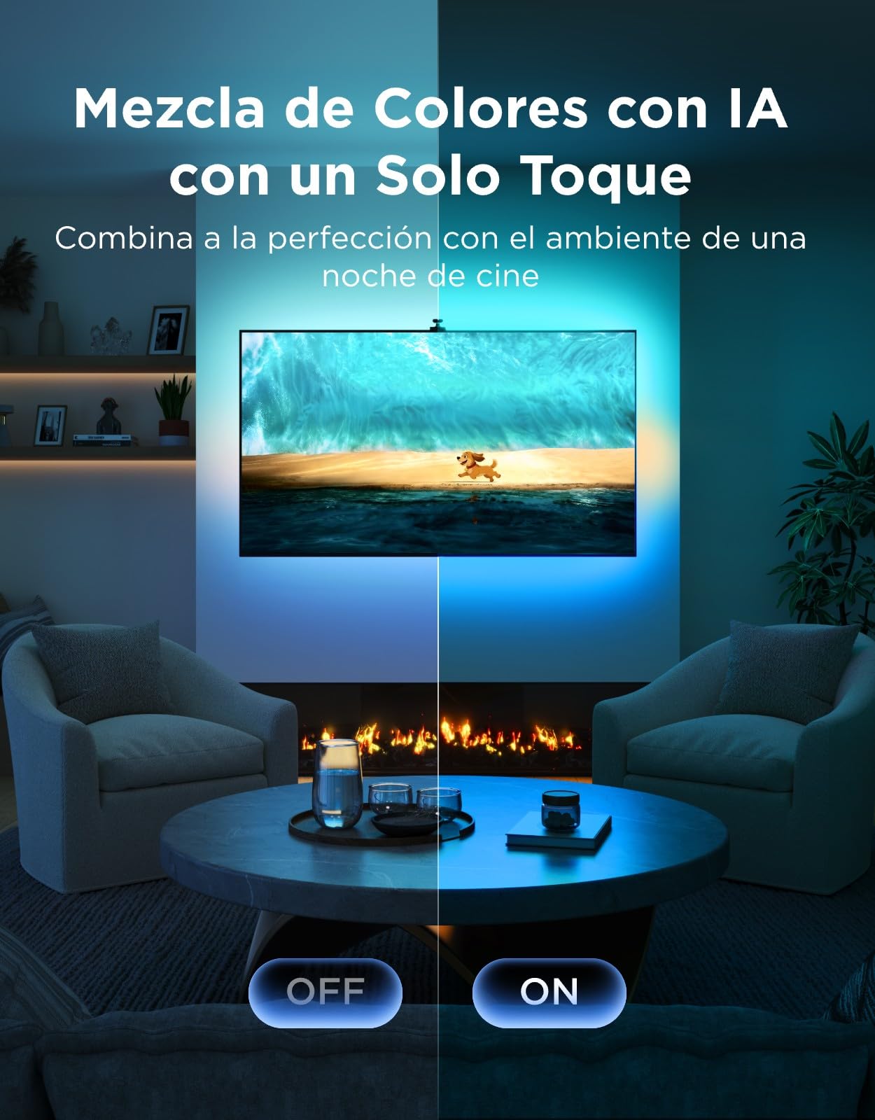 Govee TV Backlight 3 Dual Cámara, 5m RGBWIC Tira LED para 75-85 Pulgadas | 4MP Dual Cámara, 60 LED/m, Filtro de Color Inteligente con IA para Cine y Juegos, Compatible con Alexa y Control por App
