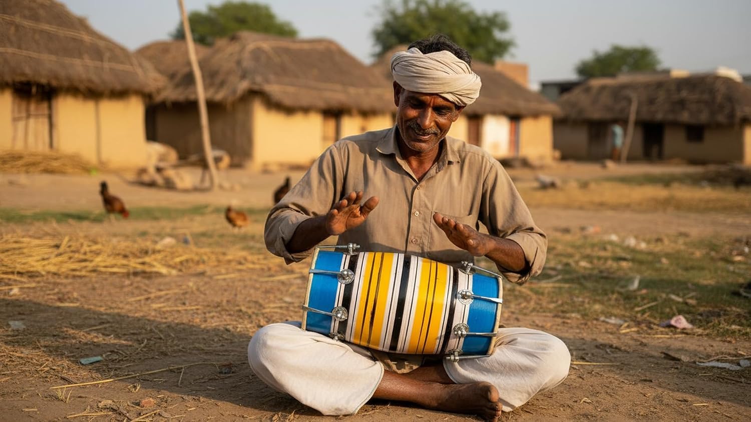 Set di tamburi classici indiani folk tabla Dholak da 35,5 cm, fatto a mano, in legno e pelle, con 14 bulloni regolabili e chiave di accordatura, strumenti musicali a percussione a mano per musicisti