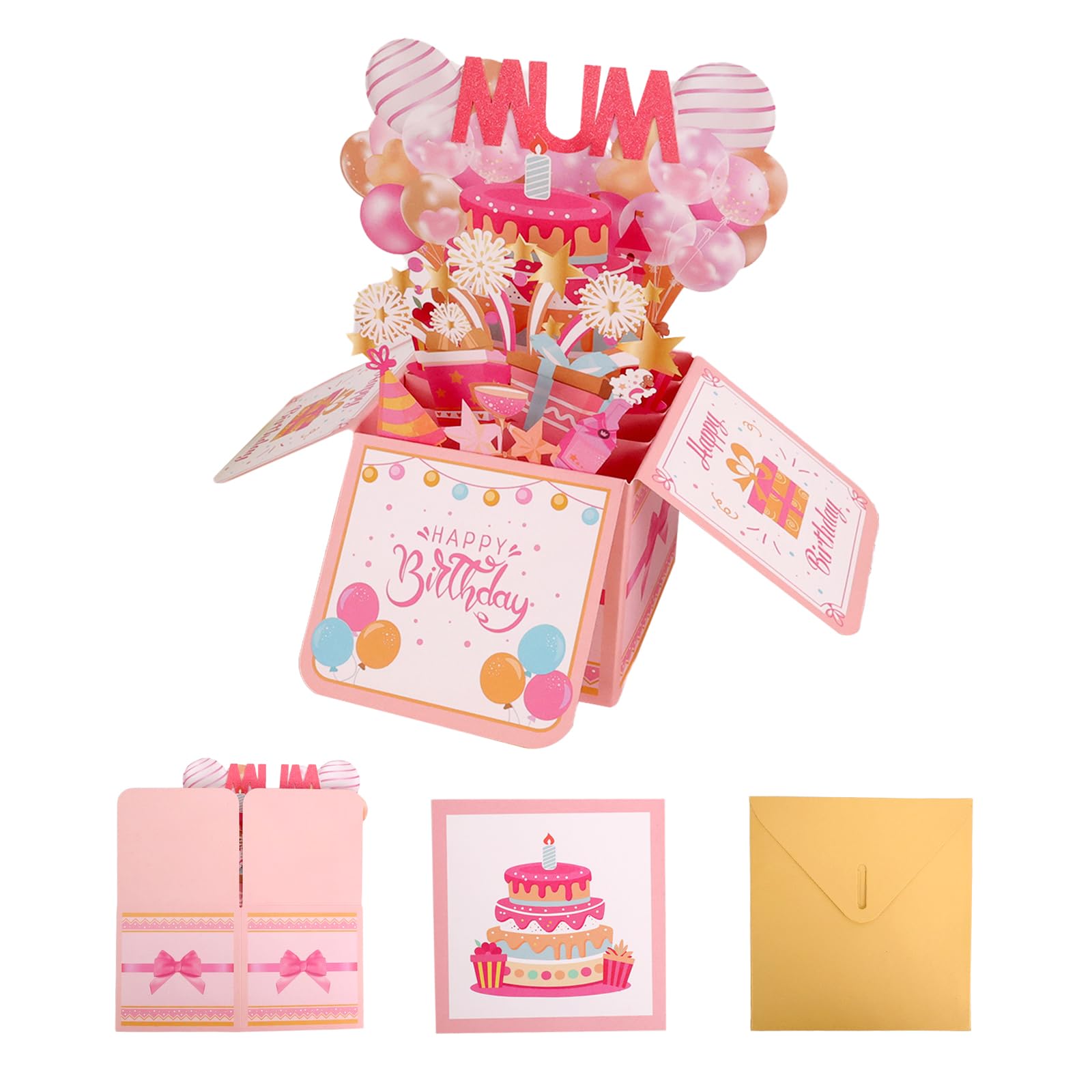 Cute Happy Birthday Mum Card Pop Up, 3d Funny Special Personalised Gifts Cards for Mom/Mother/Mam from Son or Daughter (mum birthday cards)