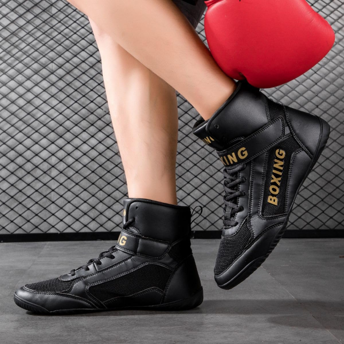 Scarpe da Boxe da Uomo Scarpe da Allenamento per Pugili Scarpe da Combattimento Adatte per l'allenamento di Combattimento Sportivo Fitness Scarpe da Wrestling da Uomo 35-47