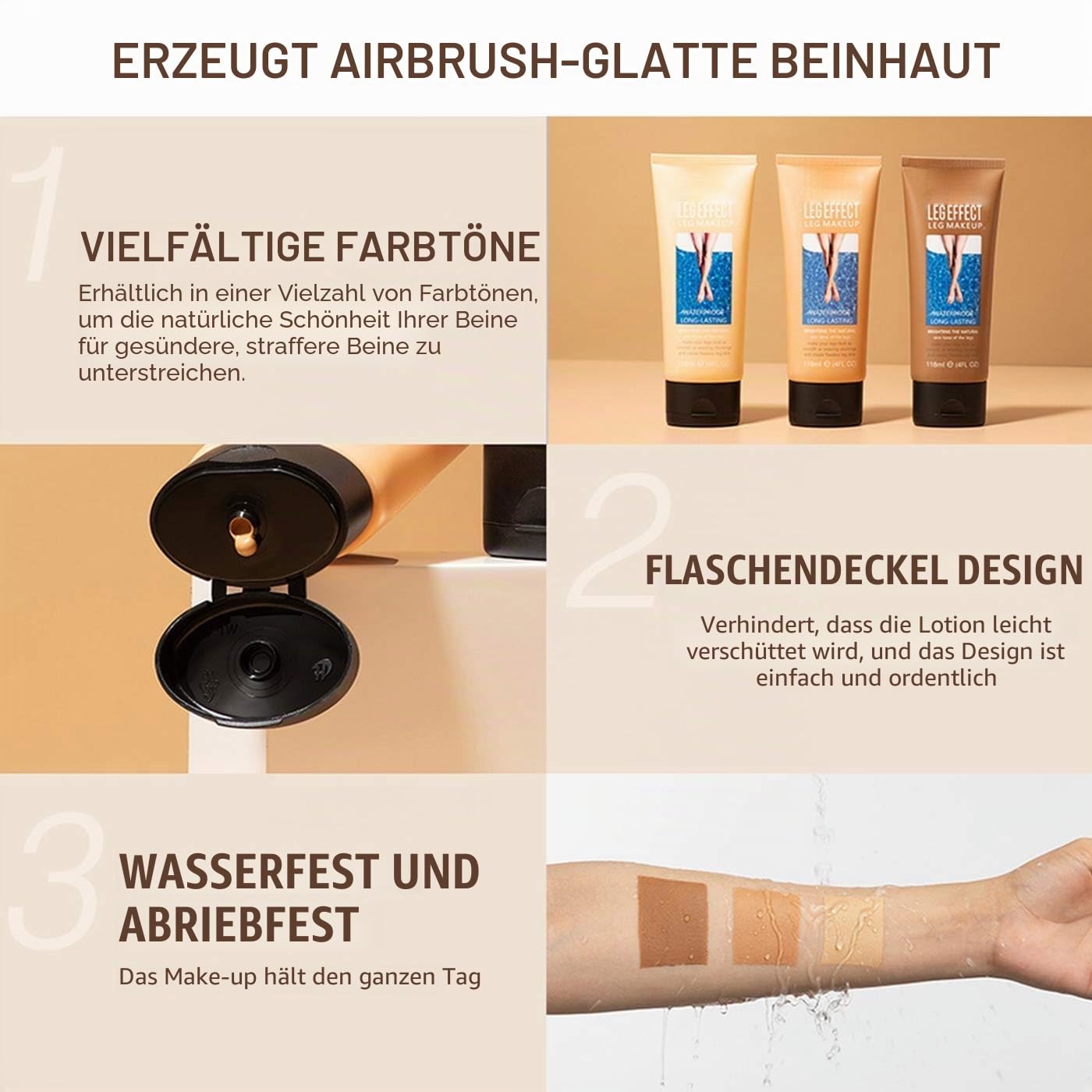 Wasserfestes Make-Up-Lotion für Bein-Narben, Krampfadern und Tattoo-Abdeckung - Übertragungsfreie Körperpflege-Creme (2#)