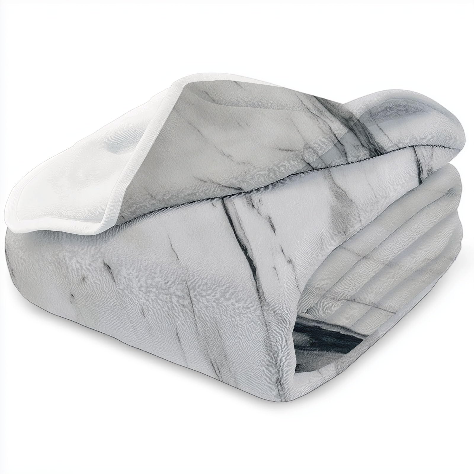 Przytulny koc, przytulny, jasnoszary, koc polarowy, prosty, marmurowy, elegancki koc do mieszkania – ciepły, flanelowy, narzuta na sofę, do sypialni, biura, 200 x 200 cm