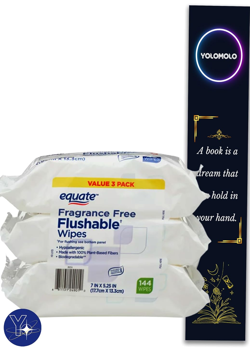 Fragrance Free Flushable Wipes Equate, 3 Resealable Packs