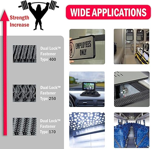 Miniatura 6 de 3M Dual Lock SJ3550 - Cinta de montaje con cierre de 1 pulgada x 8.2 pies, cinta de montaje con cierre de gancho adhesivo fuerte en forma de hongo,