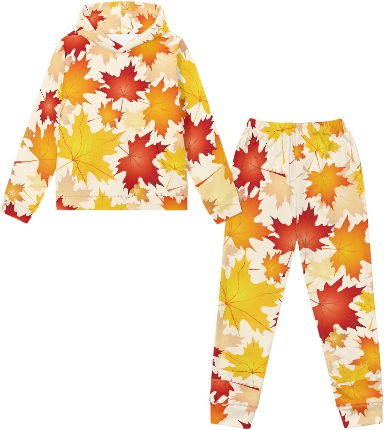 Girls Hoodie Sweatpant Set Size 5-12 Thanksgiving Long Sleeve Sweatsuit Sets Kids Pullover Hoodie Jogging Pant