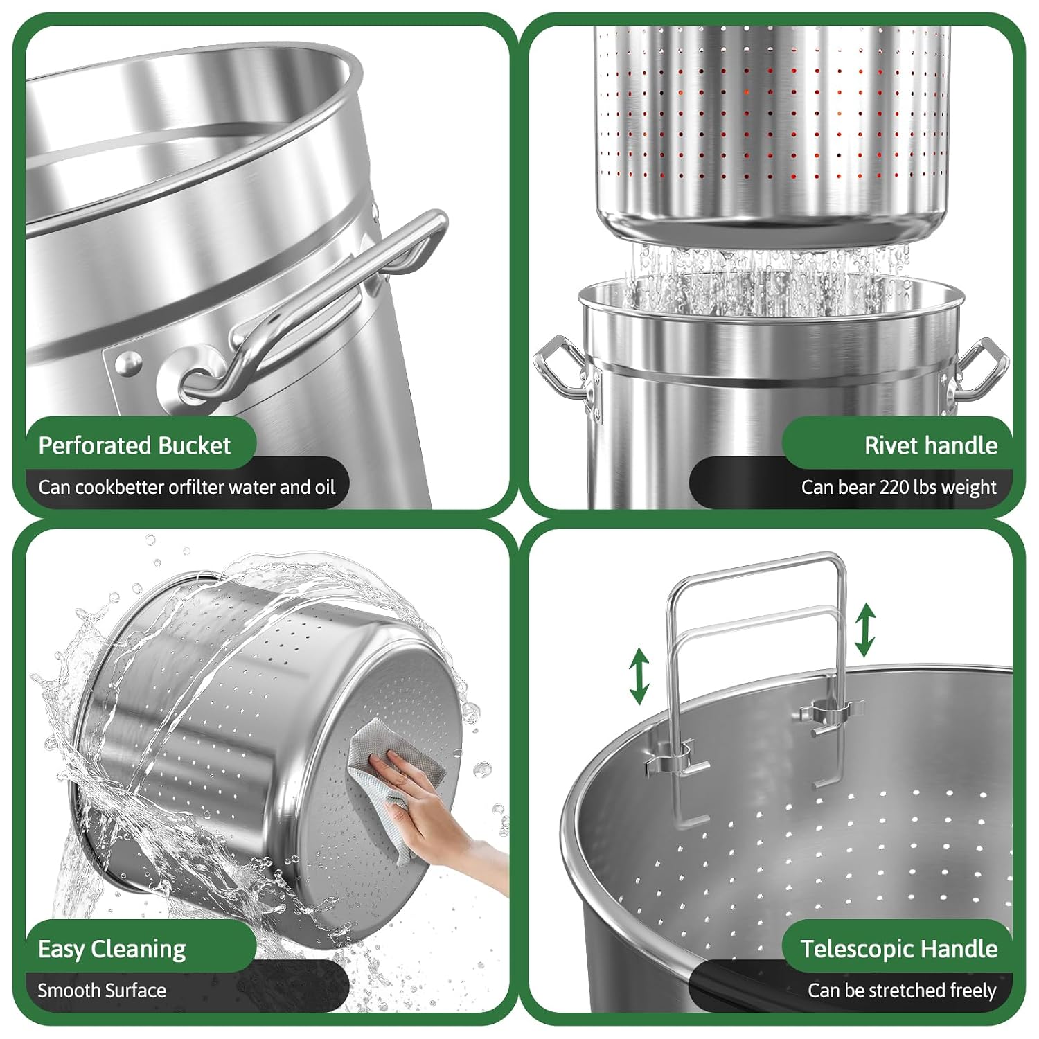 74-Quart Stainless Steel Seafood Boil Pot with Lid,Crab, Lobster, Shrimp Boil Stock with Strainer, Turkey Fryer Pot, Stock Boiler Deep,Fried Cooker for Commercial Outdoors