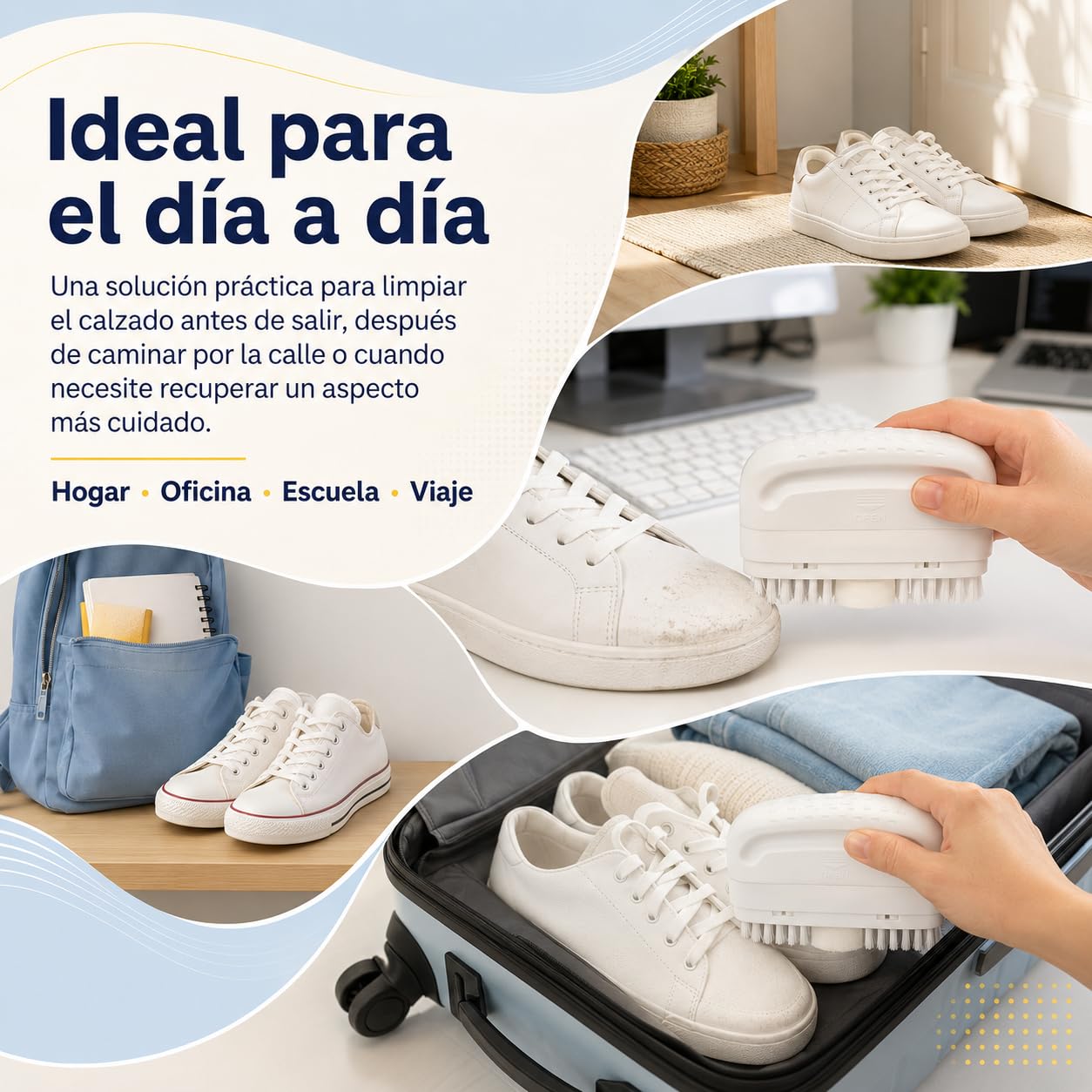 Limpiador de Calzado 100 ml con Cepillo Integrado, Sin Agua, Pack de 12