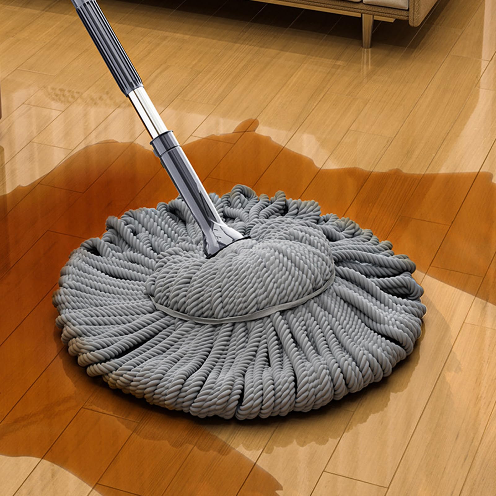 Twist Mopp Selfwringing - Edelstahl Mit Faserseil, 128cm, Leichtgewicht