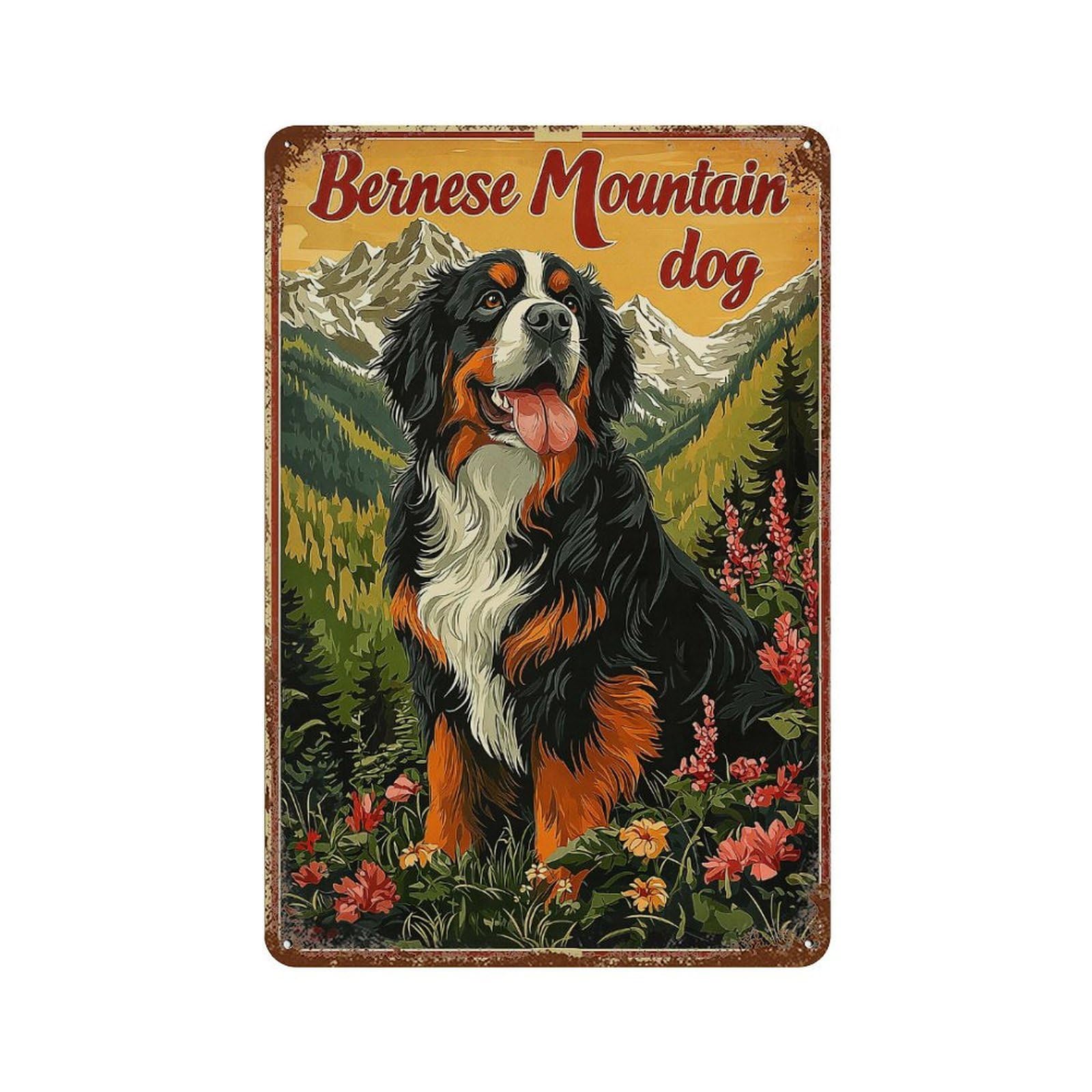 Bernese Mountain Dog Poster Retro Metal Sign 11.8"x7.9", Rustic Home Decor for Garage, Pub Or Kitchen