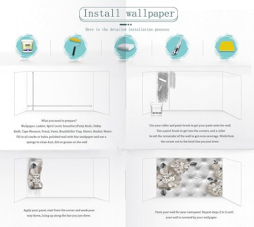 Miniatura 8 de ZFBIZHI Papel tapiz floral de peonía de rosa blanca y rosa para dormitorio, sala de estar, baño, oficina (no se pega ni se pega)