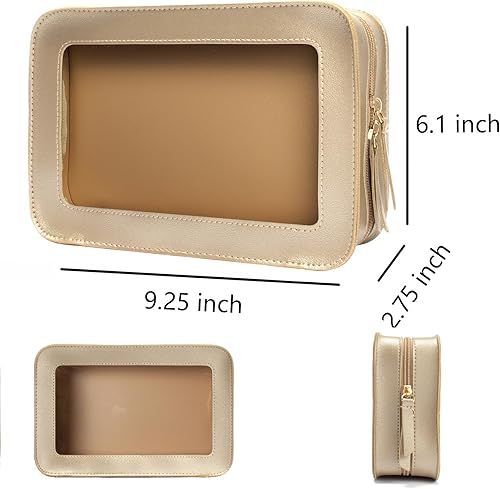 Miniatura 4 de Bolsa de maquillaje transparente pequeña, pequeña bolsa de cosméticos para mujer, estuche de maquillaje transparente impermeable aprobado por la