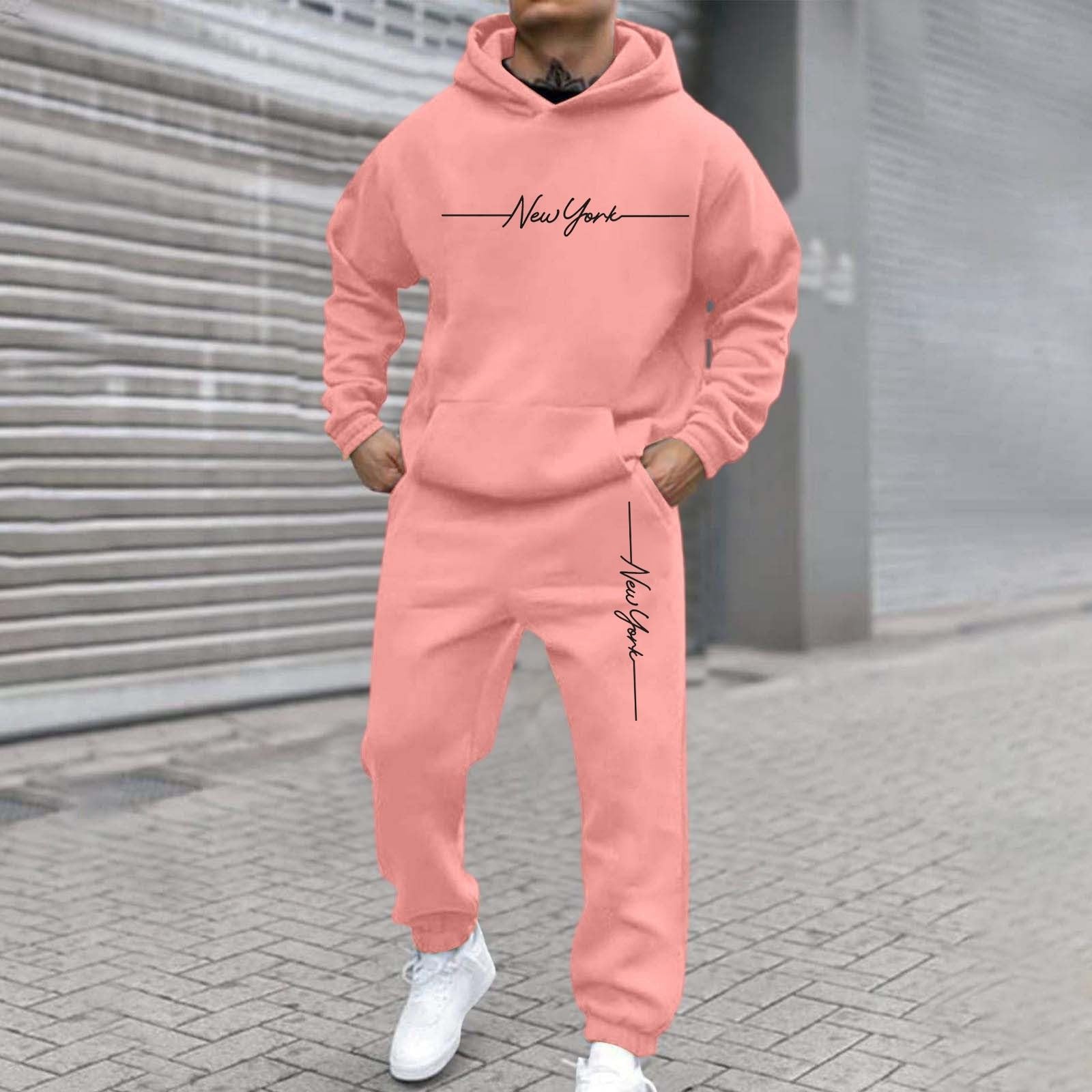 Générique Męski zestaw 2-częściowy bawełniany strój na co dzień koszulka spodenki letnie wygodne lekkie miękkie oddychające na co dzień sport moda fitness jogging rekreacja bieganie A95, Jasna róża