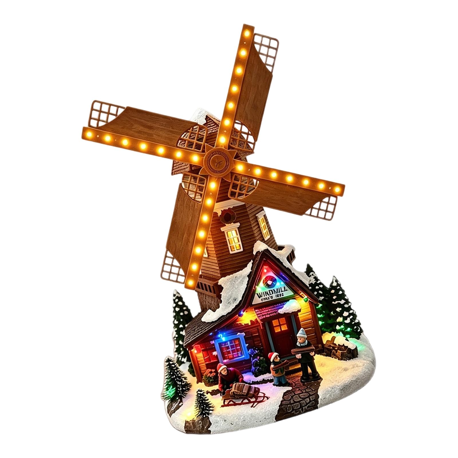 Boîte à musique de Noël et moulin à vent lumineux, cadeau idéal de 32 cm sur USB