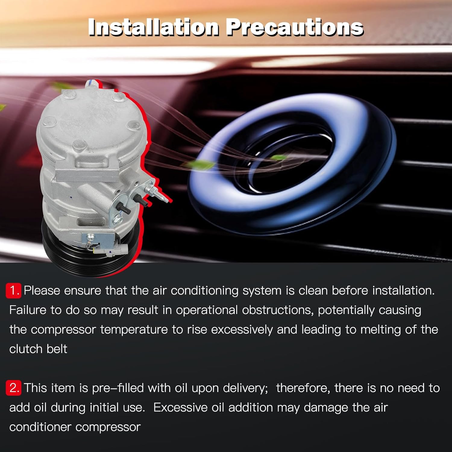 cciyu Air Conditioning Compressor for Toyota Tundra 4.7L 2000-2006 Replaces AC Compressor with Clutch for Car 6 Grooves