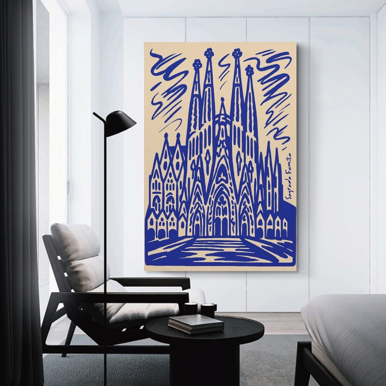 Junmoney Canvas Wall Art Sagrada Familia, Barcelona, Spain, Illustration, 20x30inch(50x75cm), for Living Room, Bedroom, Office Or Hallway, Decorative Artwork with Broad Appeal