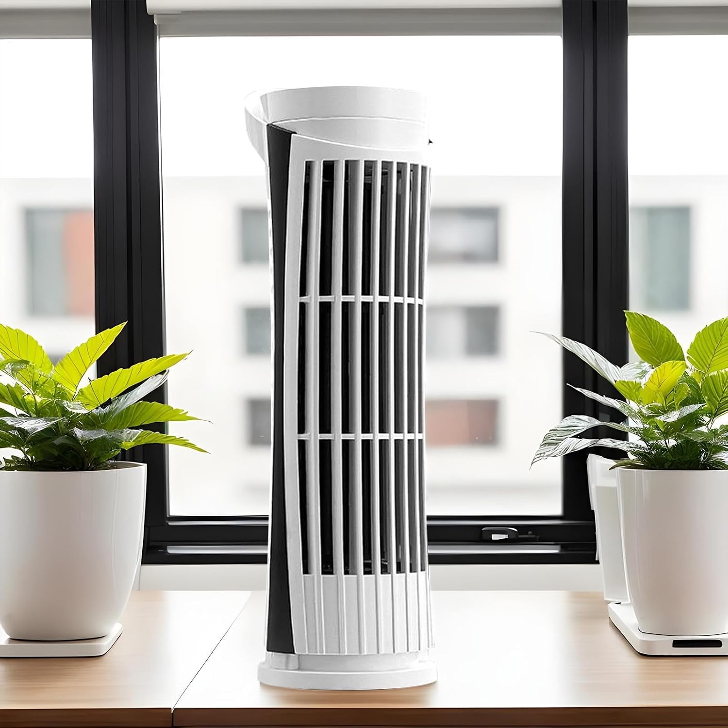 Small Tower Fan | USB Charging Air Blower | LED Portable Bladeless Tower Fan for RV Travel Desk Garage Bedroom Car Kitchen Indoor