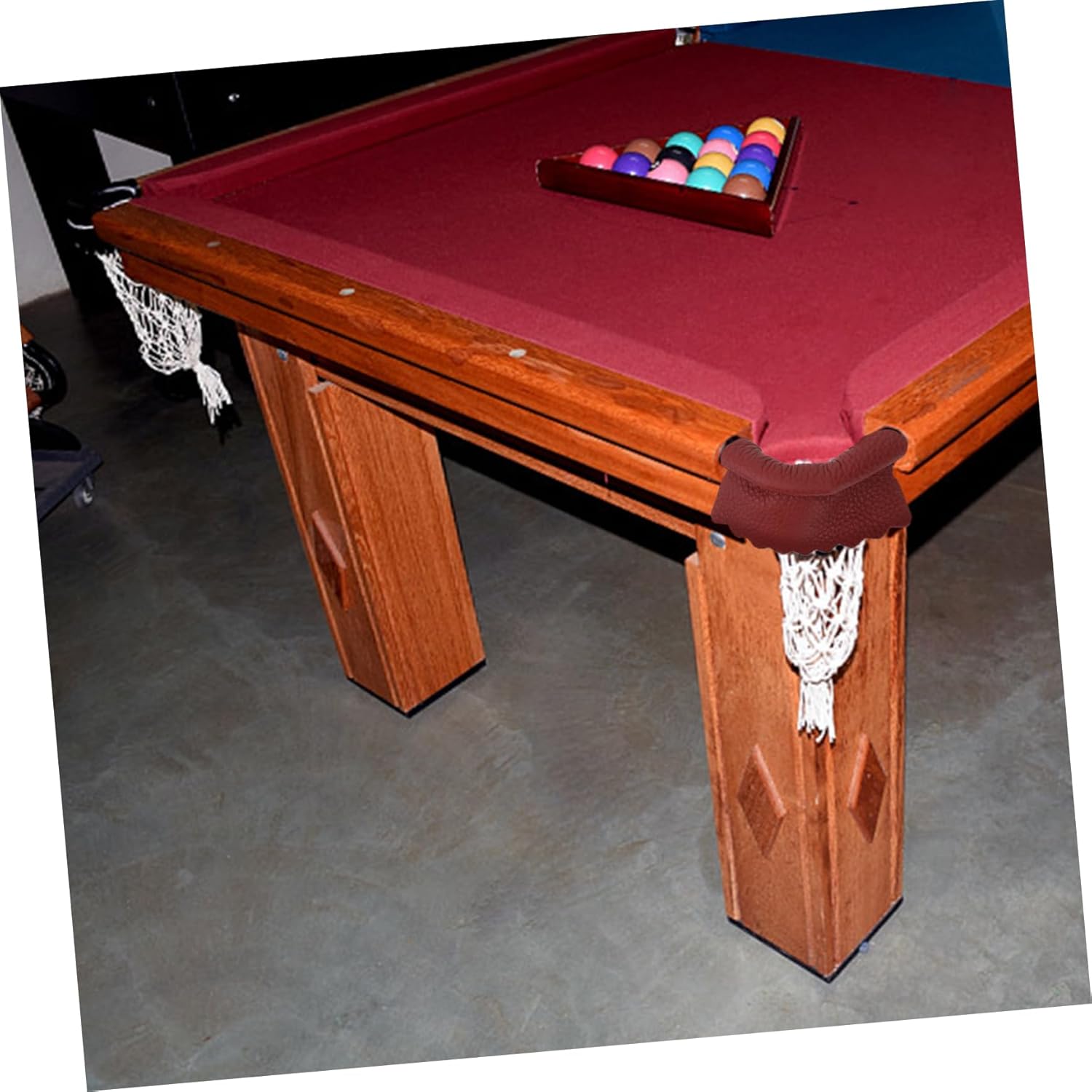 Billiards Accessories 6 Pc Pool Table Pockets Replacement Nets Leather Covered