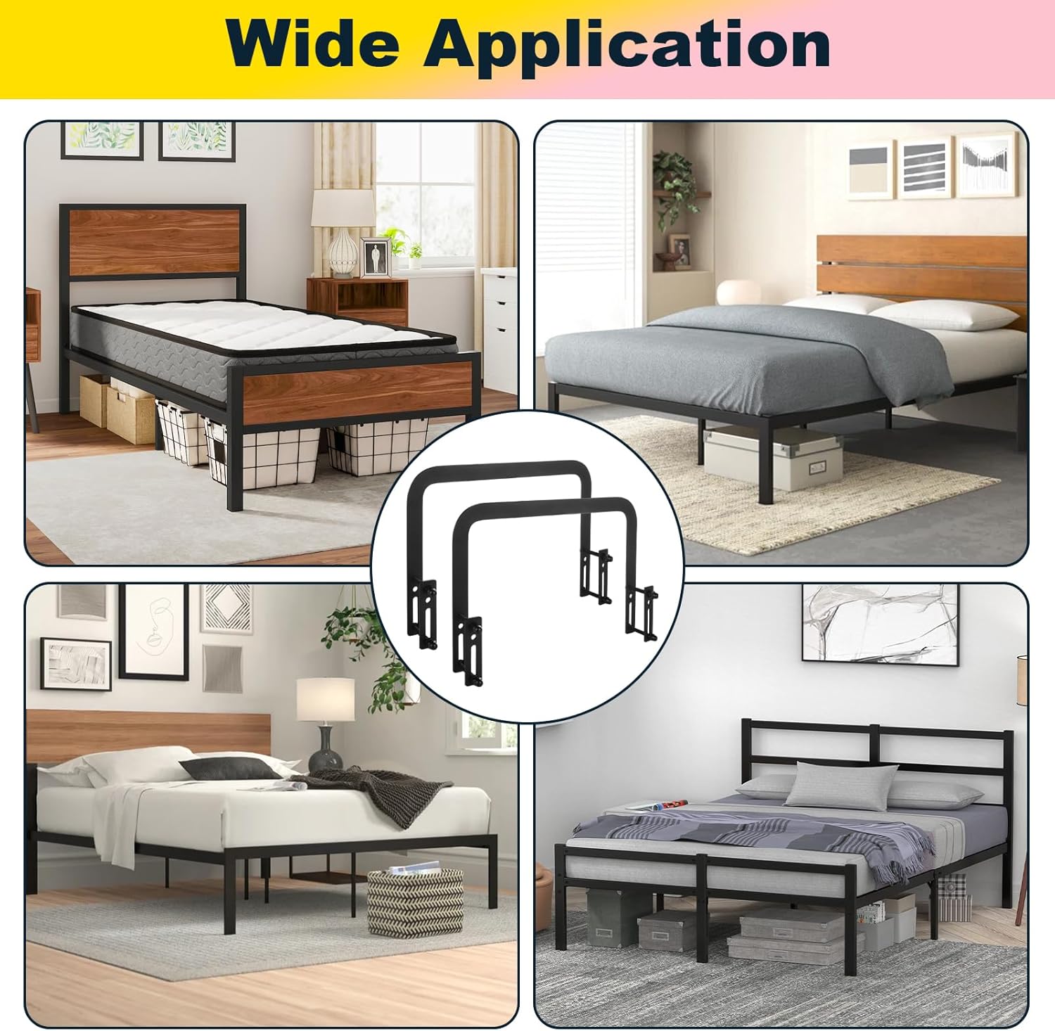 4PCS Metal Mattress Slide Stopper, Mattress Retainer Bar for Adjustable Beds, Non Slip Mattresses Holder Gripper for Bedroom Bed Frame