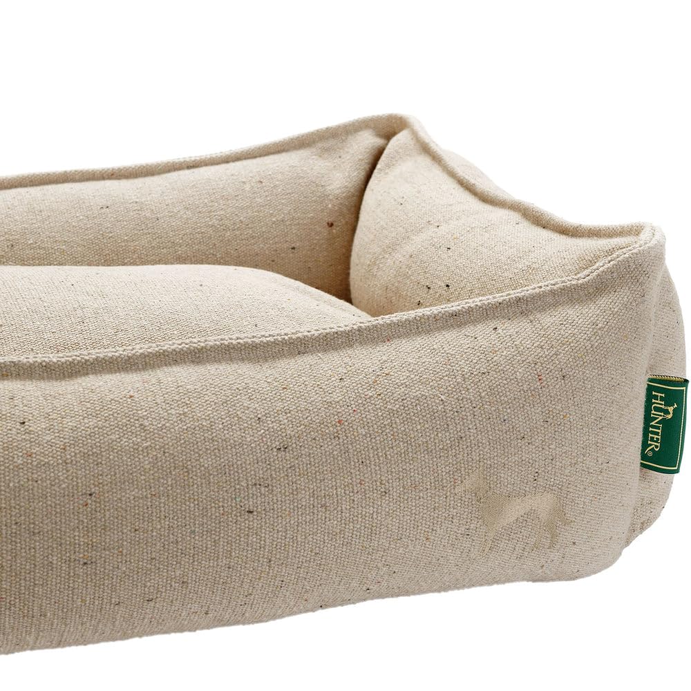 HUNTER Hundesofa Belluno, Farbe: Creme, mit robustem Strukturstoff, vorwiegend recycelte Materialien, nachhaltig, rutschhemmend, stilvoll und modern, Größe: M