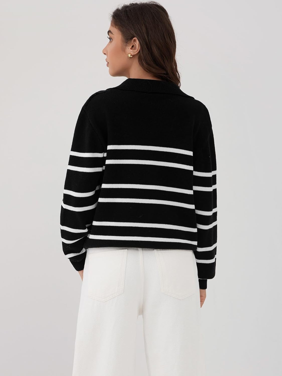 ZAFUL Women's Casual Striped Sweater 2025 Fall Outfits Trendy Color Block Pullover Winter Polo Sweaters - Image 5