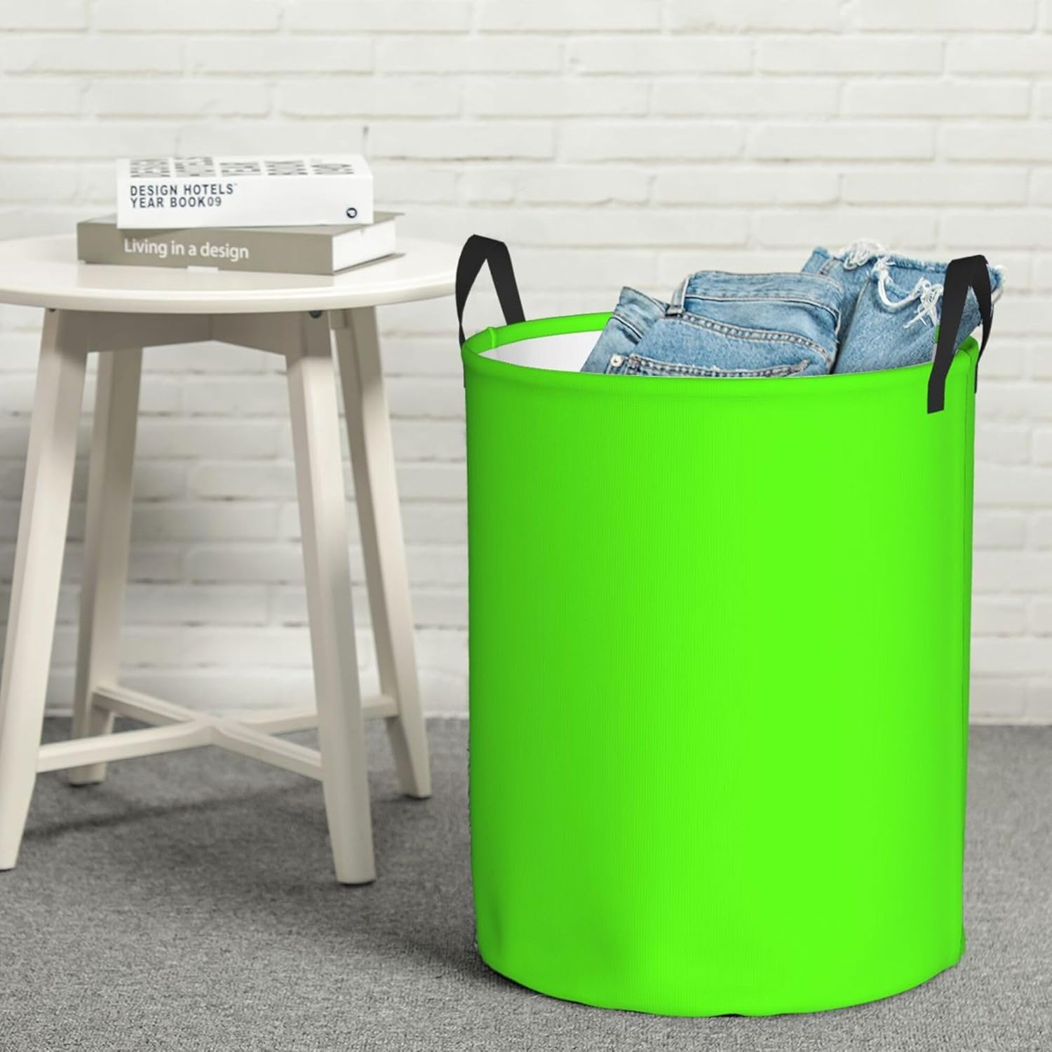 Large Laundry Hampers, Solid Neon Green Collapsible Laundry Basket Waterproof Dirty Clothes Storage Bag Organizer Containers for College Dorms