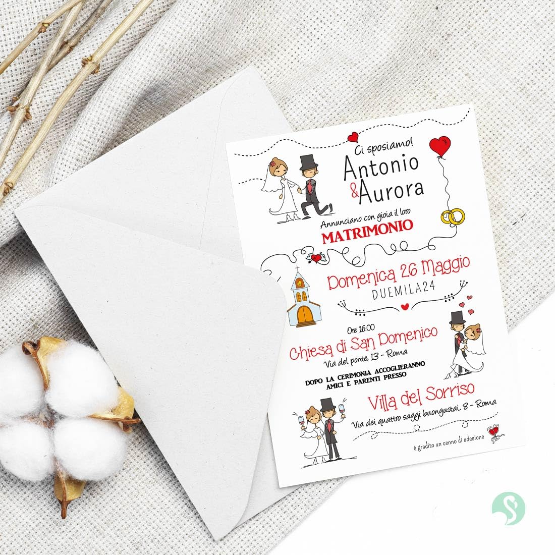 Partecipazioni Matrimonio “Wedding Sky Classic” - Set completi da 25-50 -100 (50)