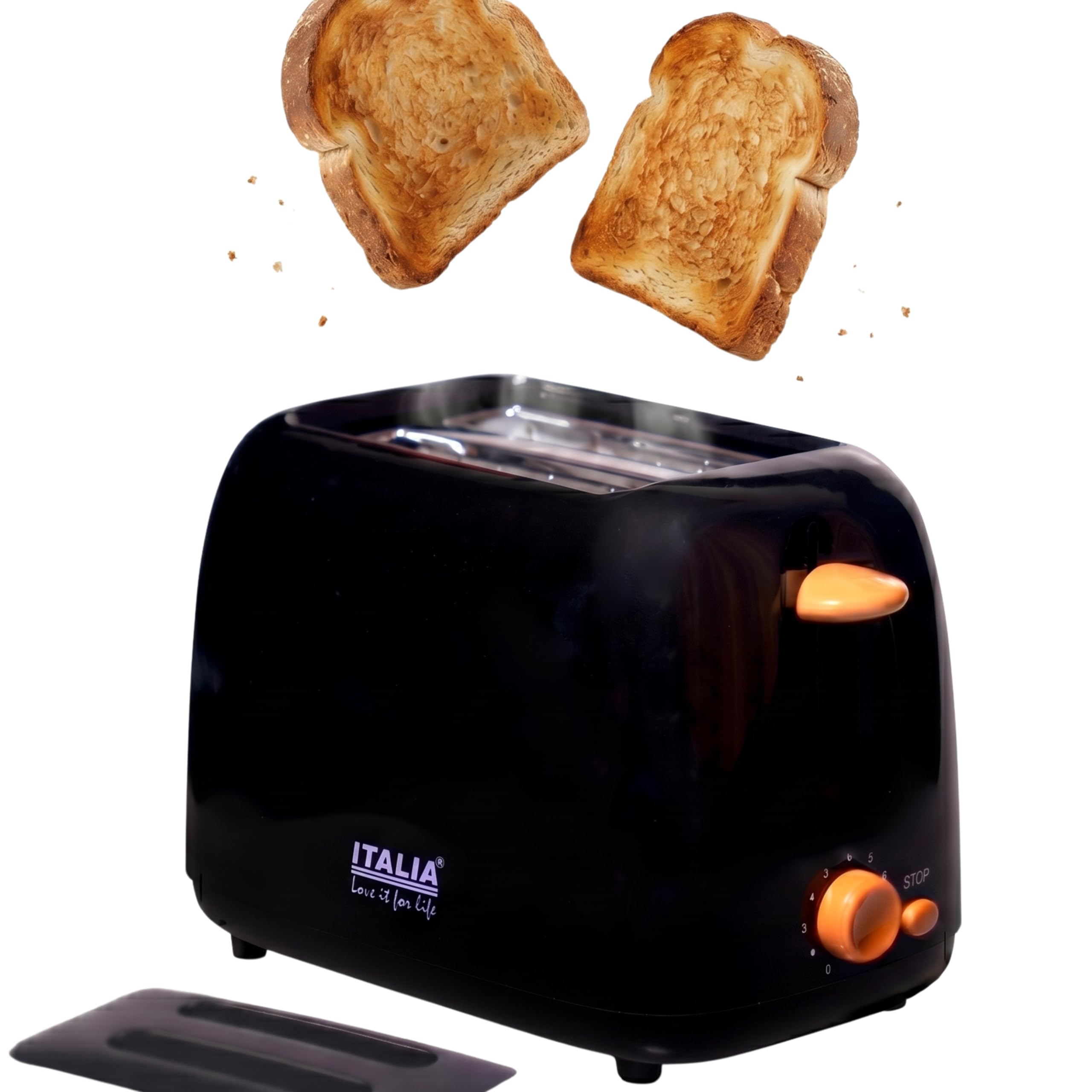 ITALIA 750W 2-Slice Pop-Up Toaster | 6 Browning Settings with Wide Slots & Removable Crumb Tray-image-35