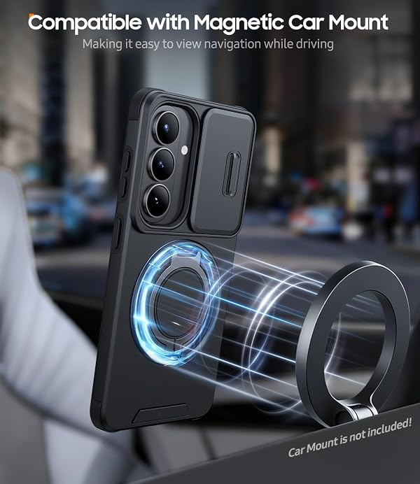 JAME for Samsung Galaxy S26 Case, Ring Holder Stand Kickstand, Slide Camera Cover with Screen Protector, Dual-Layer Shockproof Protective, Magnetic Accessory Friendly Galaxy S26 Phone Case, Black by JAME - Used condition - Image 6