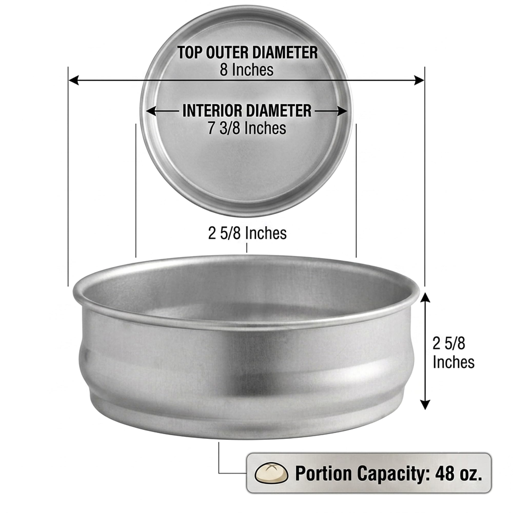 Confezione da 4 teglie rotonde impilabili in alluminio da 20,3 cm, impilabili, per impasto, per uso commerciale e fermentazione, per panetteria, pizzeria e ristoranti (4)