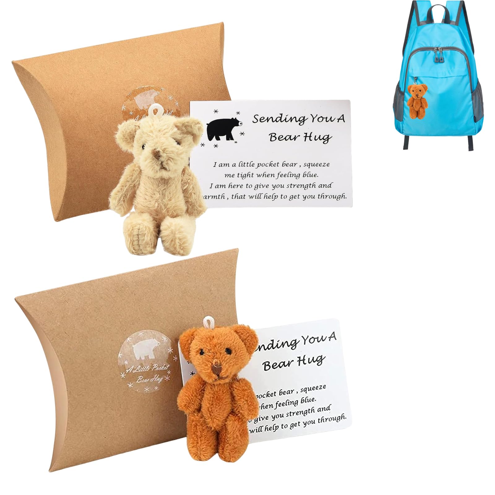 Sorgenbär Umarmung In Einer Box – Mini-Plüschbär Mit Inspirierender Karte, Geschenk Für Kinder Und Erwachsene