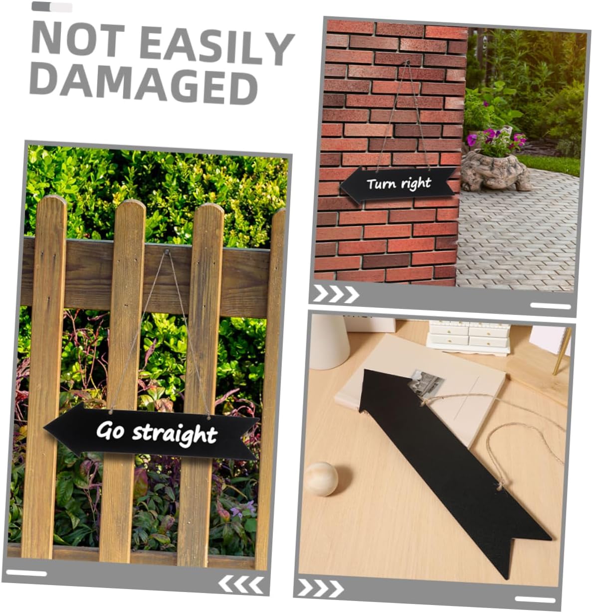 3pcs Wooden Mini Chalk Boards Arrow Wall Sign with Xmas Messages