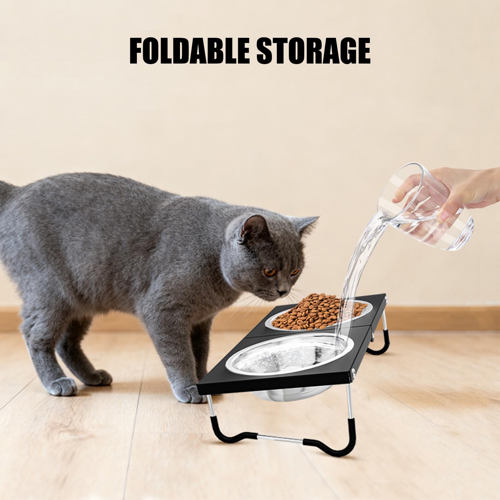 Ciotola per Gatti Doppia Antiscivolo Ciotola per Cani con Supporto Alimentazione per Animali Domestici Ciotole per Acqua per Gatti Mangiatoie per Animali Rialzate a Prova fuoriuscita Doppia
